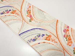 アンティーク　草花模様織り出し袋帯（材料）